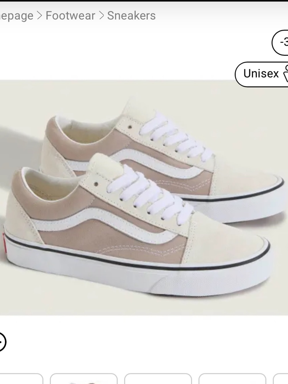 Vans Old Skool Low-Top Sneakers in Beige and White with Suede Toe and Heel area